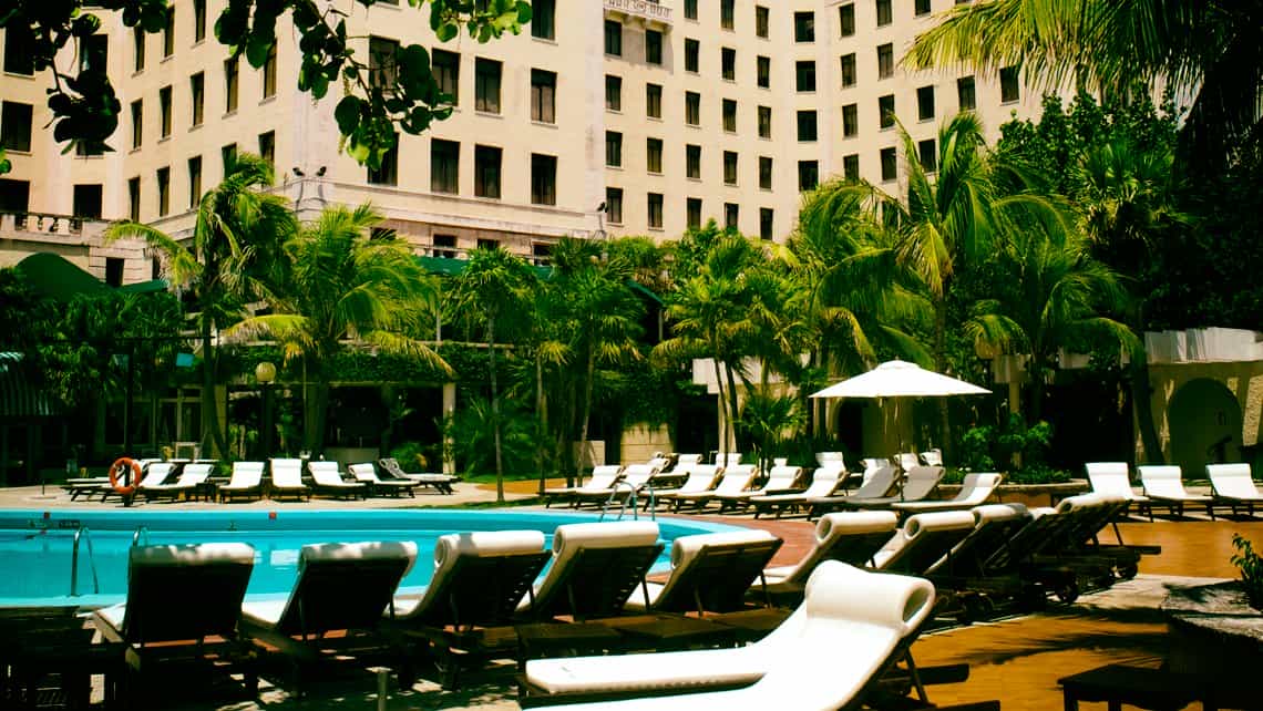 Bella vista de la piscina del Hotel Nacional de Cuba