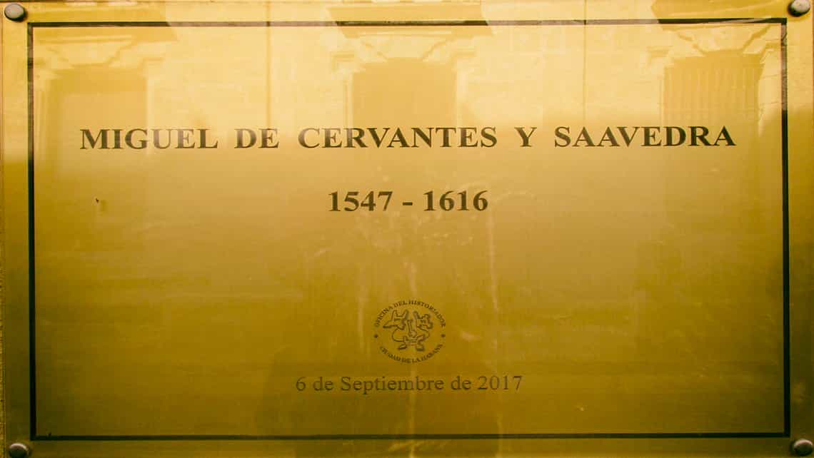 Inscripcion de la nueva estatua de Cervantes en La Habana, Cuba