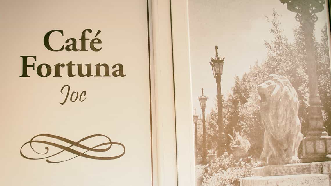 Detalle de la carta/menu del Café Fortuna Joe