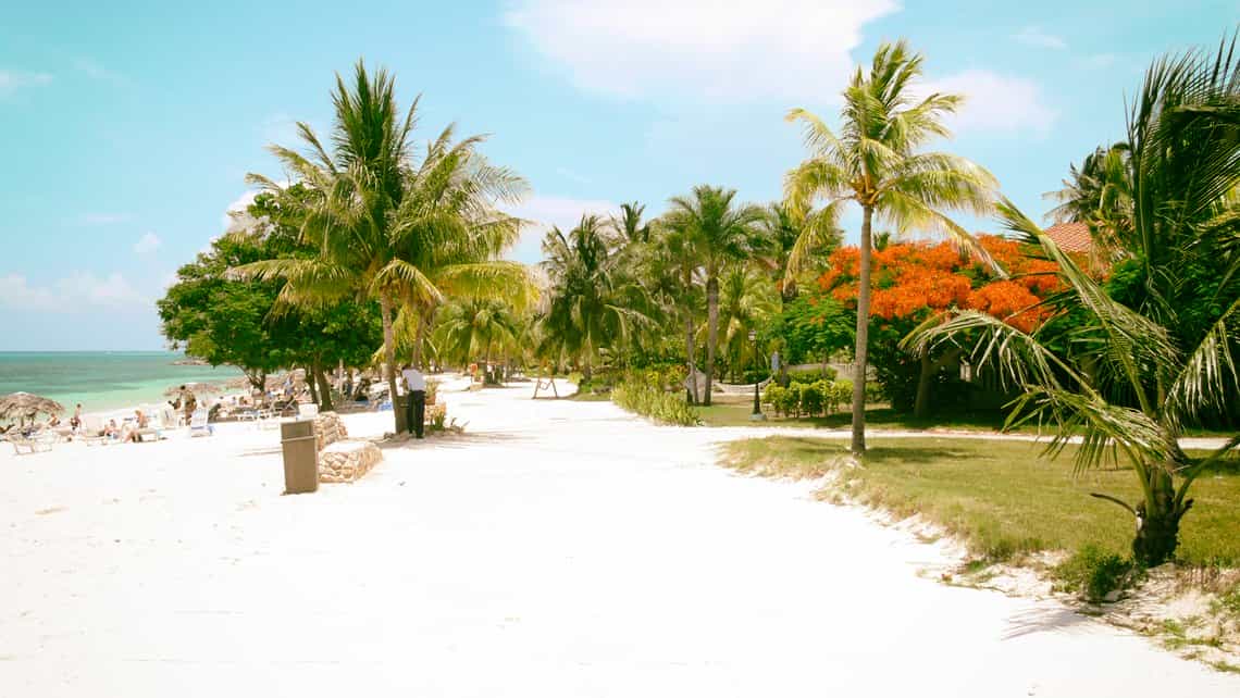 Arenas blancas, palmeras y flamboyanes en la Playa de Guardalavaca