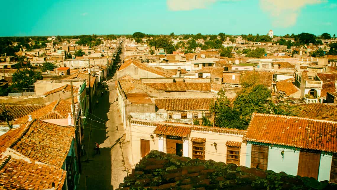 Vista aerea de las intrincadas callejuelas del centro historico de Camaguey