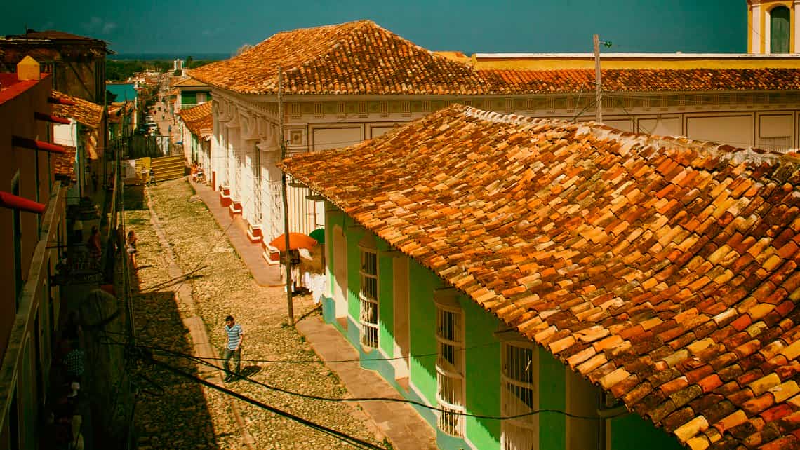 Vista de las calles adoquinadas de Trinidad de Cuba