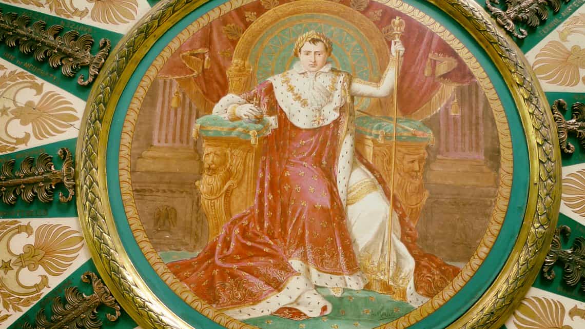 Fresco del techo con la imagen de Napoleon, en su coronacion como emperador